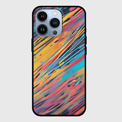 Чехол iPhone 13 Pro Разноцветные брызги жёлтые и голубые