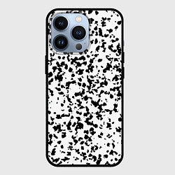 Чехол для iPhone 13 Pro Пятнистый чёрно-белый паттерн, цвет: 3D-черный