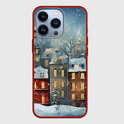 Чехол для iPhone 13 Pro Новогодний городок, цвет: 3D-красный