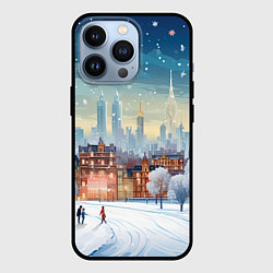 Чехол для iPhone 13 Pro Новогодний городок, цвет: 3D-черный