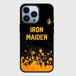 Чехол для iPhone 13 Pro Iron Maiden - gold gradient: символ сверху, цвет: 3D-черный