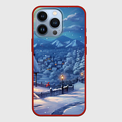 Чехол для iPhone 13 Pro Предновогоняя ночь, цвет: 3D-красный