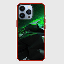 Чехол для iPhone 13 Pro Green abstract geometry, цвет: 3D-красный