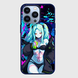 Чехол для iPhone 13 Pro Ребекка и граффити - киберпанк, цвет: 3D-тёмно-синий