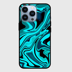 Чехол для iPhone 13 Pro Абстракция плазма бирюзовый, цвет: 3D-черный