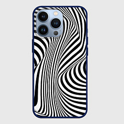 Чехол для iPhone 13 Pro Цвета зебры оптическая иллюзия, цвет: 3D-тёмно-синий