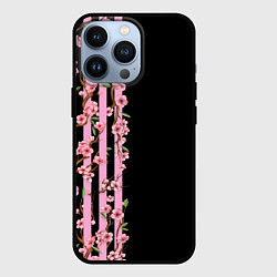Чехол для iPhone 13 Pro Сакура и полосы, цвет: 3D-черный