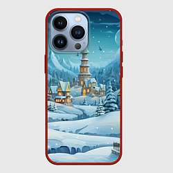 Чехол для iPhone 13 Pro Новый год в городе, цвет: 3D-красный