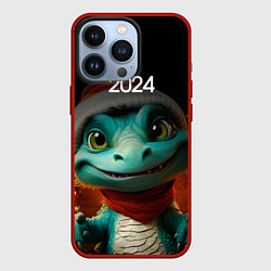 Чехол для iPhone 13 Pro Милый зеленый дракон, цвет: 3D-красный