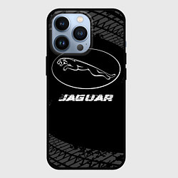 Чехол для iPhone 13 Pro Jaguar speed на темном фоне со следами шин, цвет: 3D-черный