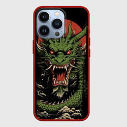 Чехол для iPhone 13 Pro Зеленый дракон с открытой пастью, цвет: 3D-красный