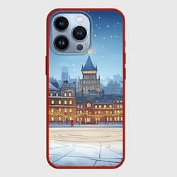 Чехол для iPhone 13 Pro Новогодняя площадь, цвет: 3D-красный