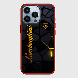 Чехол для iPhone 13 Pro Lamborghini - плиты с эффектом свечения, цвет: 3D-красный