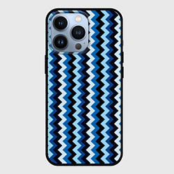 Чехол для iPhone 13 Pro Ломаные полосы синий, цвет: 3D-черный