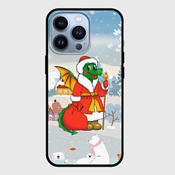 Чехол для iPhone 13 Pro Дракон Санта 2024, цвет: 3D-черный