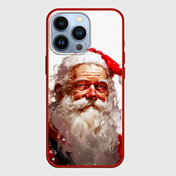 Чехол для iPhone 13 Pro Добрый Санта - мазки краски, цвет: 3D-красный