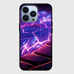 Чехол для iPhone 13 Pro Фиолетовые кристалы, цвет: 3D-черный