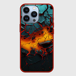 Чехол для iPhone 13 Pro Разлом неоновых плит, цвет: 3D-красный