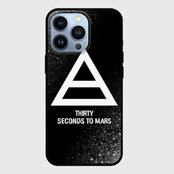 Чехол для iPhone 13 Pro Thirty Seconds to Mars glitch на темном фоне, цвет: 3D-черный