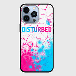 Чехол для iPhone 13 Pro Disturbed neon gradient style посередине, цвет: 3D-черный