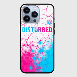 Чехол iPhone 13 Pro Disturbed neon gradient style посередине