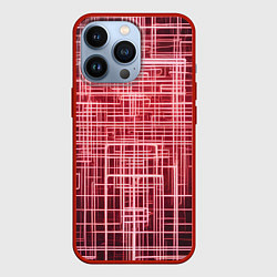 Чехол для iPhone 13 Pro Красные неоновые полосы киберпанк, цвет: 3D-красный