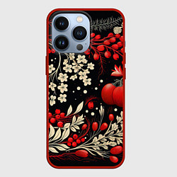 Чехол для iPhone 13 Pro Новогодние зимние ягоды, цвет: 3D-красный