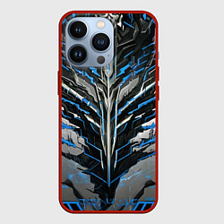 Чехол для iPhone 13 Pro Киберпанк доспех синий, цвет: 3D-красный