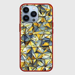 Чехол для iPhone 13 Pro Маленькие золотые треугольники, цвет: 3D-красный