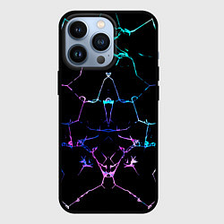 Чехол для iPhone 13 Pro Неоновые трещины узоры, цвет: 3D-черный