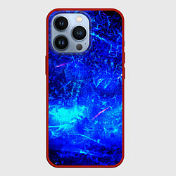 Чехол для iPhone 13 Pro Синий лёд и снежинки, цвет: 3D-красный