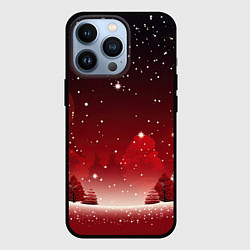 Чехол для iPhone 13 Pro Зимний берег реки с деревьями и льдом, цвет: 3D-черный