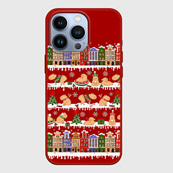 Чехол для iPhone 13 Pro Капибара на Новый год, цвет: 3D-красный