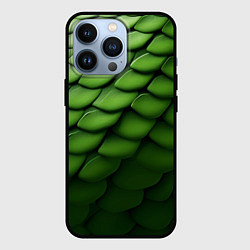 Чехол для iPhone 13 Pro Зеленая чешуя змеи, цвет: 3D-черный