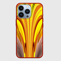Чехол для iPhone 13 Pro Вытянутые желтые полосы, цвет: 3D-красный