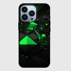Чехол для iPhone 13 Pro Абстрактный лабиринт зелени, цвет: 3D-черный