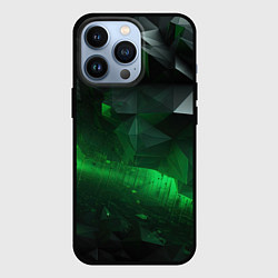 Чехол для iPhone 13 Pro Асимметрия зеленого узора, цвет: 3D-черный
