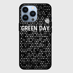 Чехол для iPhone 13 Pro Green Day glitch на темном фоне посередине, цвет: 3D-черный