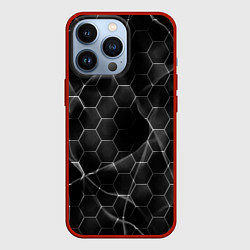 Чехол для iPhone 13 Pro Чёрные соты, цвет: 3D-красный