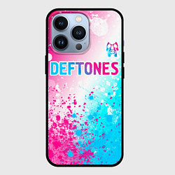 Чехол для iPhone 13 Pro Deftones neon gradient style посередине, цвет: 3D-черный