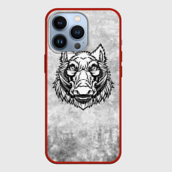 Чехол для iPhone 13 Pro Texture - дикий кабан, цвет: 3D-красный