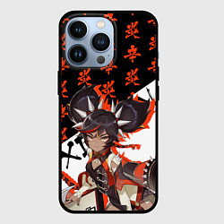 Чехол для iPhone 13 Pro Синь Янь иероглифы - Геншин Импакт, цвет: 3D-черный