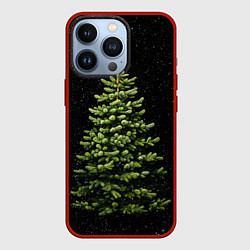 Чехол для iPhone 13 Pro Ель на темном фоне, цвет: 3D-красный