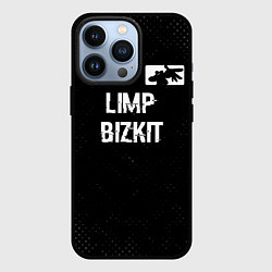Чехол iPhone 13 Pro Limp Bizkit glitch на темном фоне посередине