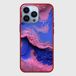 Чехол для iPhone 13 Pro Розовая пена на синей краске, цвет: 3D-красный