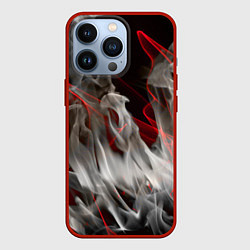 Чехол для iPhone 13 Pro Дым и красные узоры, цвет: 3D-красный