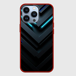 Чехол для iPhone 13 Pro Черный и синий фон с абстракцией, цвет: 3D-красный