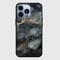 Чехол для iPhone 13 Pro Темно-серый мрамор, цвет: 3D-черный