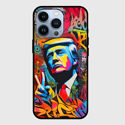 Чехол для iPhone 13 Pro Дональд Трамп - граффити - нейросеть, цвет: 3D-черный
