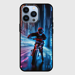 Чехол для iPhone 13 Pro Киберпанк байкер, цвет: 3D-черный